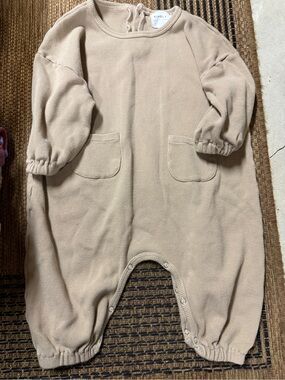 KINDLY Beige Knit Baby One-Piece Romper